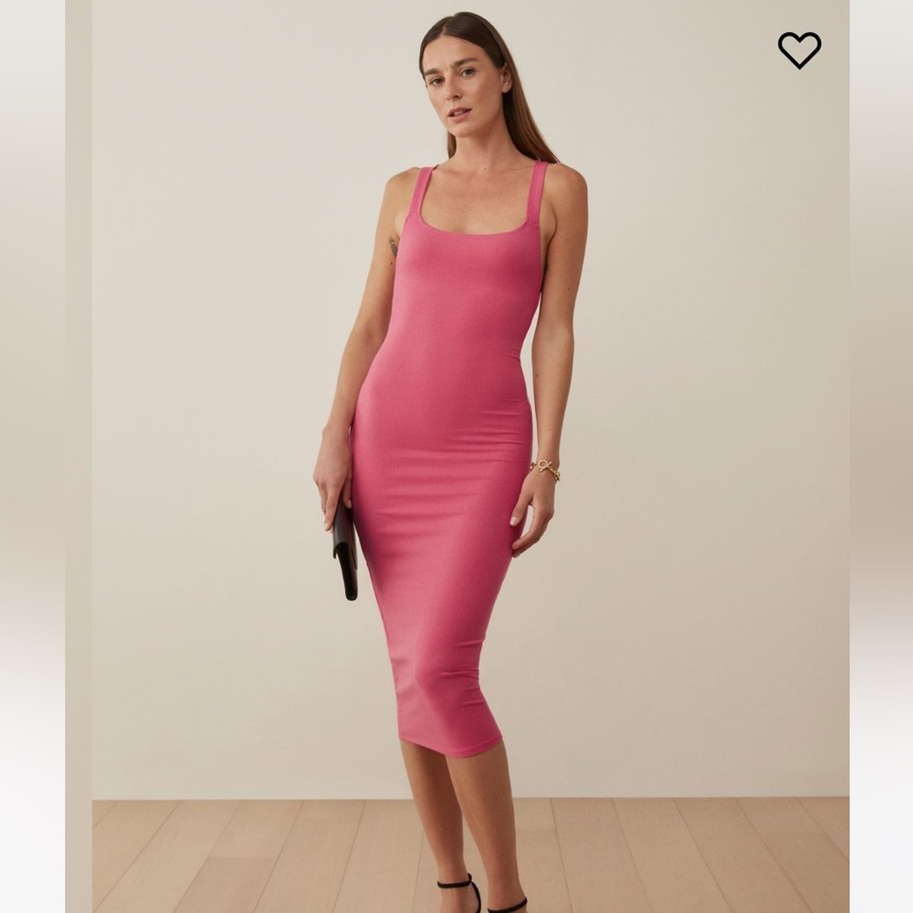 Reformation Sully Dress, size Large. Perfect Barbie pink.